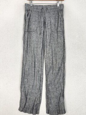 Athleta Pants Womens 2 Gray Linen Pull On Drawstring Straight Leg Casual